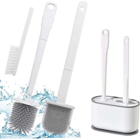ZOLGINAH Brosse WC Silicone Brosse de Toilette pour Salle de Bain Brosses WC et Supports, Debout et fixé au Mur (1/5)