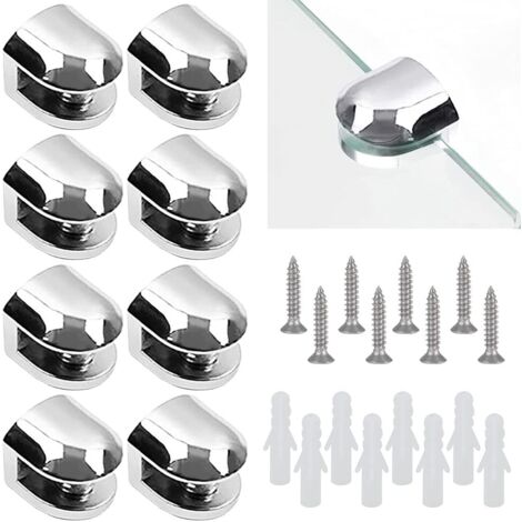 ZOLGINAH 8 pièces de pinces à verre,Support de verre réglable,Pince de support de verre,Support de cloison en verre réglable,Peuvent installer de l'argent en verre de 6 à 10 mm d'épaisseu ravec vis d' (1/5)