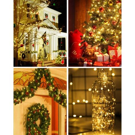 ZOLGINAH Lot de 2 Guirlande Lumineuse Girlande de Lumière 5M 50LED Guirlandes Lumineuses Piles Mini Led Intérieur Girlande de Lumière Decoration pour Chambre Noël Mariage Soirée Maison,Blanc Chaud (1/5)
