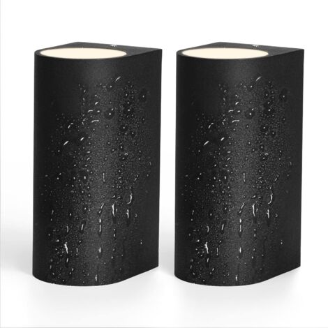 ZOLGINAH Applique Murale Exterieur LED Etanche, 2 X 6W Spots GU10, Lampe Murale Moderne Noire Mat IP65 220V 2800K 600lM Blanc Chaud, Eclairage murale exterieur pour Jardin Terrasse Garage, Lot de 2 Pa (1/5)