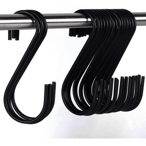 ZOLGINAH Lot de 30 Crochets en S en Acier Inoxydable Crochet en Forme de S Crochets en Métal Crochets Pour Cuisine Salle de Bain Chambre à Coucher, (Noir) (Black) (1/5)