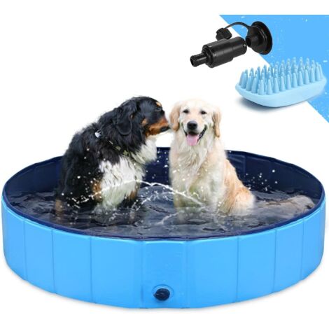 ZOLGINAH Piscine Pliable pour Chiens Animaux de Compagnie et Enfants Baignoire Bassin de Baignade Pataugeoire Portable en PVC Antidérapant Tub de Chien et Chat Piscine d’Enfant et de Chien 63"x 12" (1/5)