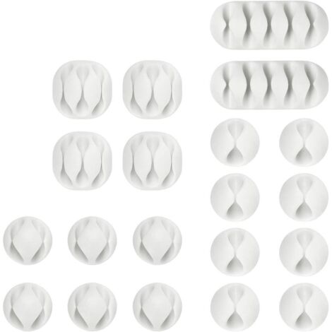 ZOLGINAH Clips Câble Organisateur Bureau, 20pcs Cable Clips Support de Câble, Ensemble d'Organisateur de Câbles de Gestion de clips cable pour pour Câbles de Chargeur/Souris/Écouteur/Téléphone, Blanc (1/5)