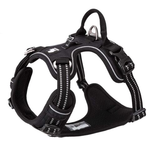 ZOLGINAH Harnais pour Chien No Pull Nylon Souple Réfléchissant Réglable pour Petit Grand Animal Domestique (S, Noir) (1/4)