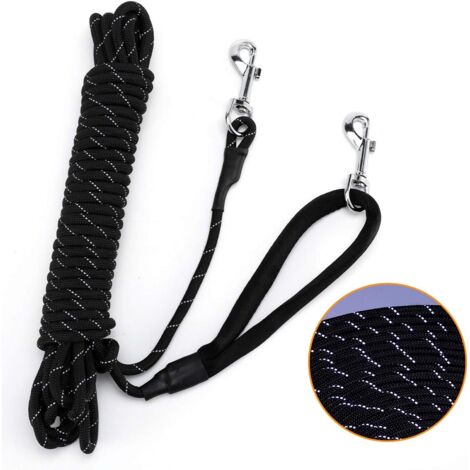 ZOLGINAH Longe pour Chien 5m, Longe Corde Dressage Réfléchissante, Longe d'attache Nylon pour Chien Petit/Moyen/Grand – Noir (1/5)