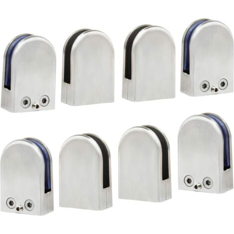 ZOLGINAH 8 PCS (10-12mm) Pince à Verre Porte-Verre En Acier Inoxydable 304 Support de Serrage Clamp Clip Plat Main Courante Fenêtre Balustrade Réglable Escalier Salle de Bains (1/5)