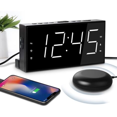 ZOLGINAH Réveil à Vibration Efficace avec Agitateur de Lit, Réveil Numérique à Écran LED 7'' pour Sourds, Malentendants, Gros Dormeurs, Réveil Double, Snooze/Roupillon, Charge USB, DST 12/24H (1/5)