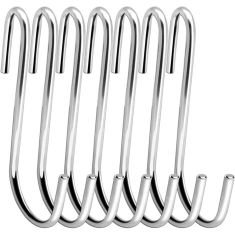 ZOLGINAH Lot de 12 crochets de suspension robustes en forme de S de 10 cm pour cuisine, salle de bain, chambre à coucher et bureau (paquet de 12, taille XL, argent)