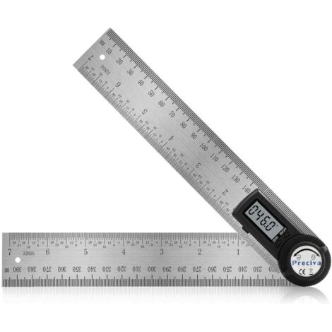 ZOLGINAH Règle D'angle Numérique, Rapporteur, Mesure de Longueur 400 mm et d'Angle en Acier Inoxydable avec Maintien, Zéro et Grand Ecran LCD, Système Mm/Inch, pour le Travail du Bois, Construction (1/5)