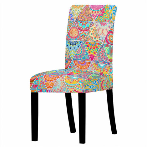 ZOLGINAH Housse de Chaise de Salle à Manger Lot de 2, Housses de Protection de Chaise Imprimées Patchwork Stretch Amovibles Élastiques Universelles pour la Maison, Hôtel (Coutures à Carreaux, 2 pièces (1/4)