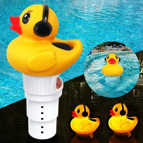 ZOLGINAH Diffuseur Chlore Piscine,Distributeur Chlore Flottant Diffuseur de Chlore pour Piscine,Flotteur Piscine Chlore avec Lumière Solaire,Grand Distributeur Piscine Support 6 x 3"Comprimés (Canard) (1/5)