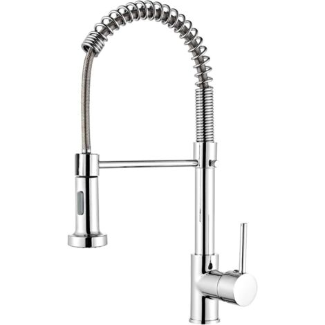 ZOLGINAH Robinet de cuisine avec pulvérisateur à tirette, mitigeur d'évier de cuisine pivotant à 360 °, mitigeur en acier inoxydable, robinet d'évier de cuisine à 2 modes de pulvérisation froid et cha (1/5)