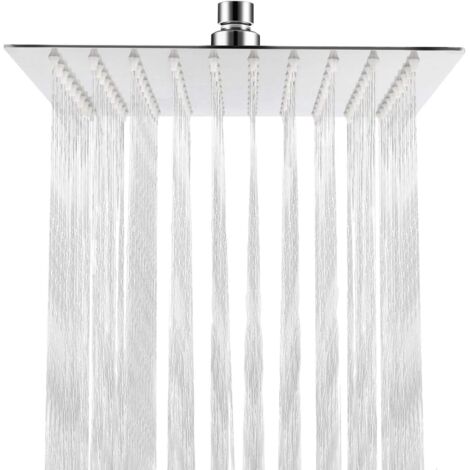 ZOLGINAH Tête de Douche Carrée en Acier Inoxydable Pomme de Douche avec Buses Anti-calcaire de 8 pouces/20cm Finition Chrome Poli (Miroir) (1/5)