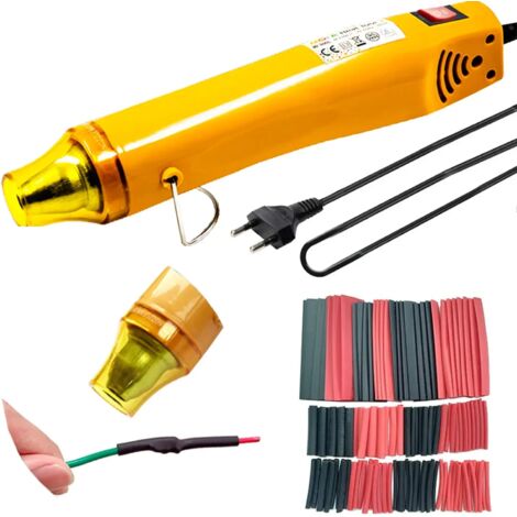 ZOLGINAH 200cm de long Câble Pistolet à air chaud avec 127 pièces tubes thermorétractables, Décapeurs thermiques pour gaines thermorétractable petit artisanat,300W, choix de deux températures (1/5)