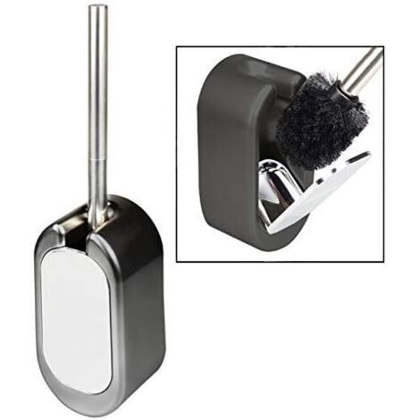 ZOLGINAH Brosse de Toilettes WC, Support de Brosse de Toilette Amovible Mural Toilette Brosse pour Nettoyage de la Salle, Design Moderne Décoratif - Noir (1/5)