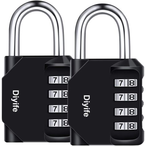 ZOLGINAH [2 Pièces] 4-Digit Cadenas à Combinaison, Diyife Serrure Combinée Imperméabiliser, Métal étanche et Fermoir Combiné en Acier Plaqué (Noir) (1/5)