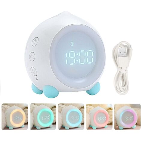 ZOLGINAH Réveil Lumineux Réveil Enfant LED Numerique Veilleuse Intelligent USB Musique Calendrier Enfant Fille Garçon Bébé Cadeau Cultiver à Dormir Réveil Blanc (1/5)