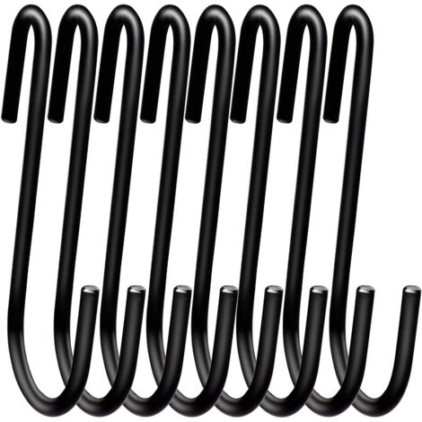 ZOLGINAH Lot de 12 grands crochets de suspension robustes en forme de S de 10 cm pour cuisine, salle de bain, chambre à coucher et bureau (lot de 12, XL, noir) (1/5)