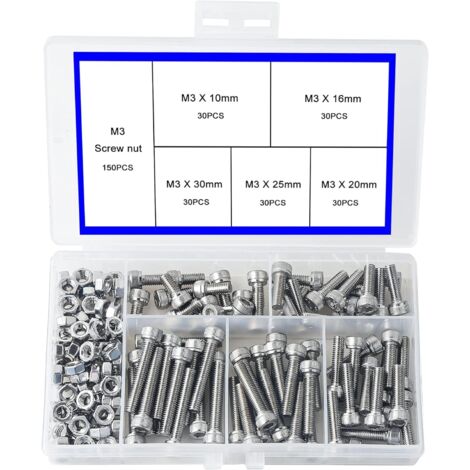 ZOLGINAH M3 Vis à Tête Cylindrique à Six Pans Creux en Acier Inoxydable 304 Pièces Mécaniques à Tête Cylindrique à Six Pans Creux et à écrous Bouton à Tête Hexagonale Socket (1/5)