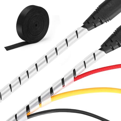 ZOLGINAH Système de Gestion des Câbles, 2 x 5,2 m de Spirale Cache Cable + 1 x 3,1 m de Serre Câbles, Bricolage Protecteur de Câble Flexible pour le Bureau à Domicile Organisateur de Fil-Blanc (1/5)