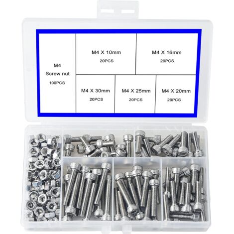 ZOLGINAH M4 Vis à Tête Cylindrique à Six Pans Creux en Acier Inoxydable 304 Pièces Mécaniques à Tête Cylindrique à Six Pans Creux et à écrous Bouton à Tête Hexagonale Socket (1/5)