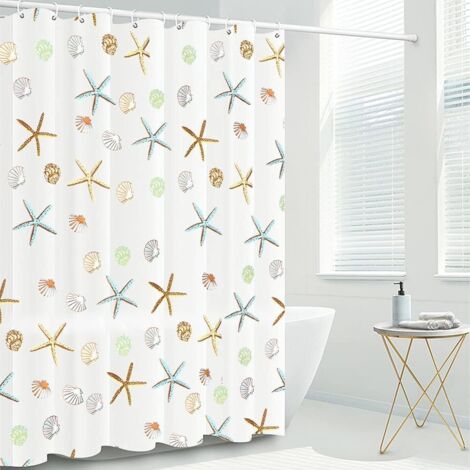 ZOLGINAH Rideau de Douche 180x180cm, 【Liquidation d'automne】 Rideau de Douche PEVA Imperméable et Anti-moisissure, avec 12 Anneaux de Rideaux, Motif étoile de【Offre spéciale à durée limitée】 (1/5)