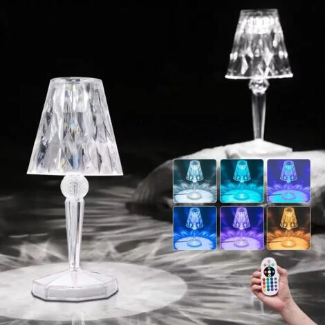 ZOLGINAH Lampe de table Diamond 12 couleurs LED Lampe de table en cristal acrylique Lampe de chevet, Lampe de bureau LED télécommandée, 5 niveaux de réglage de la luminosité (1/5)