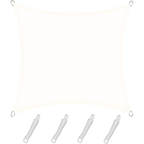 ZOLGINAH Voile d'ombrage Rectangulaire Carré 5x5m Color Crème,Toile Imperméable Une Protection des Rayons UV à 95%, pour en Plein air, Jardin & terrasse, Piscine (1/4)