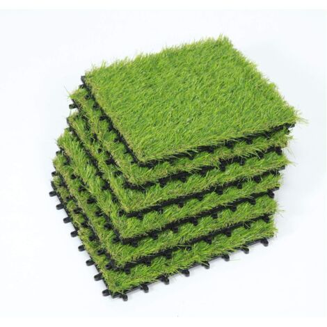 ZOLGINAH Une Dalle de Gazon 6 pièces Dalles de Gazon synthétique Gazon Artificiel Moquette pour l'extérieur pour l'extérieur Hauteur de Pile de 30mm, 12×12 inch (6 Packs) (1/5)