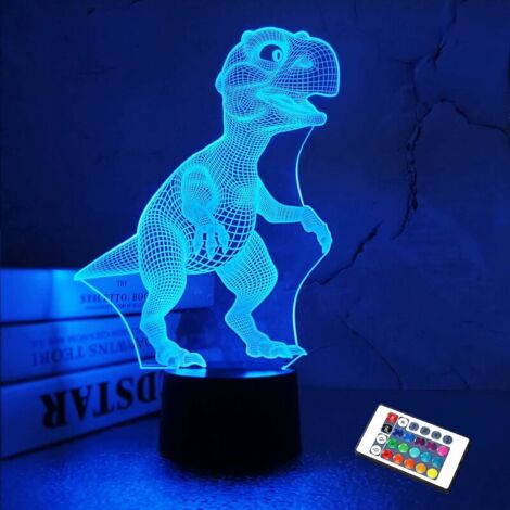 ZOLGINAH Dinosaures lumineux 3D, lampes pour cadeaux de Noël jurassiques pour cadeaux d’anniversaire pour les vacances de Noël pour les enfants dinosaures ventilateur à distance 16 décoloration (1/5)
