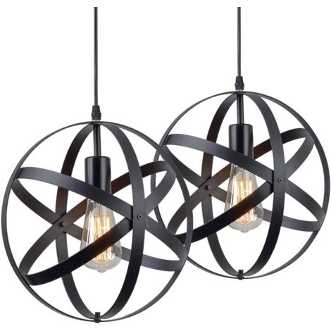 ZOLGINAH Suspension industrielle Plafonnier vintage Lustres rétro Ø 30cm pour ampoules E27, suspension noire, pour salon salle à manger restaurant sous-sol sous-sol, etc (2 Pack) (1/5)