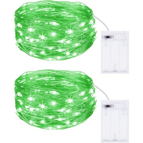 ZOLGINAH Lot de 2 Guirlande Lumineuse Girlande de Lumière 5M 50LED Guirlandes Lumineuses Piles Mini Led Intérieur Girlande de Lumière Decoration pour Chambre Noël Mariage Soirée Maison, Vert (1/5)