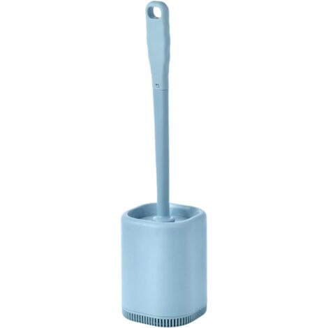ZOLGINAH Brosse WC Silicone et Supports Brosse Toilettes WC Nettoyante en Profondeur,Balayette WC avec Long Manche en Plastique Antidérapant pour Nettoyer Le Coin des Toilettes,Bleu (1/5)