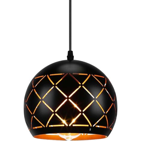 ZOLGINAH Suspension Luminaire Industrielle Luminaire Abat Jour Suspension Lamp Noir Or Éclairage de Plafond Lampe Cage pour Salon Chambre Salle à Manger [Classe énergétique A++]