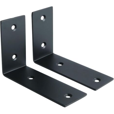 ZOLGINAH Support d'Étagère d’Élargissement Support d'Angle Brace de Tablette Réglable Murale à Suspendre en Verre/Bois avec Vis, Finition Noire Mate en Acier Inoxydable, 2 Pcs - 12.5cm (1/5)
