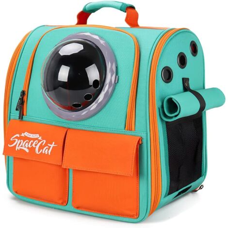 ZOLGINAH Sac à Dos pour Chat, Sac à Dos pour Animaux De Compagnie à Capsule Spatiale Ventilée, Transporteur De Sac à Dos De Voyage pour Petits Chiens(Orange) (1/5)