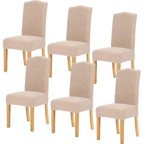 ZOLGINAH Housse de Chaise 6 pièces,Salle à Manger Stretch Extensible Antidérapante Couverture de Chaise,Housse de Salle à Manger Amovible Lavable Housse de Chaise pour Salle à Manger(6 pièces,Sable) (1/5)