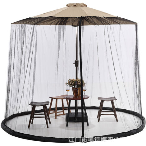 ZOLGINAH Moustiquaire Cylindrique pour Parasol de Jardin avec Fermeture Éclair Moustiquaire pour Parasol de Table Noir (1/3)