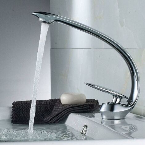 ZOLGINAH Robinet Mitigeur Lavabo Monotrou, Moderne Robinet Salle de Bain en Laiton Chromé, Eau Chaude et Froide Disponible (1/5)