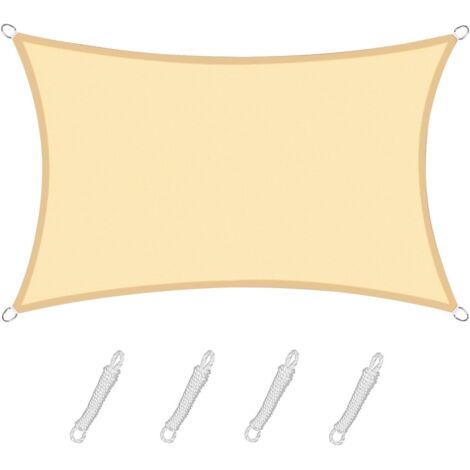 ZOLGINAH Voile d'ombrage carré 4x4m, Toile ombrage Solaire imperméable et résistante, pour Patio Jardin terrasse, Couleur Sable (1/5)
