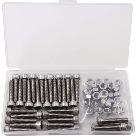 ZOLGINAH M6x50mm Acier inoxydable 304 Pièces Mécaniques Bouton à tête hexagonale Socket Tête Câble Boulons Vis avec écrous(boulon 30PCS, écrou 30PCS) (1/5)