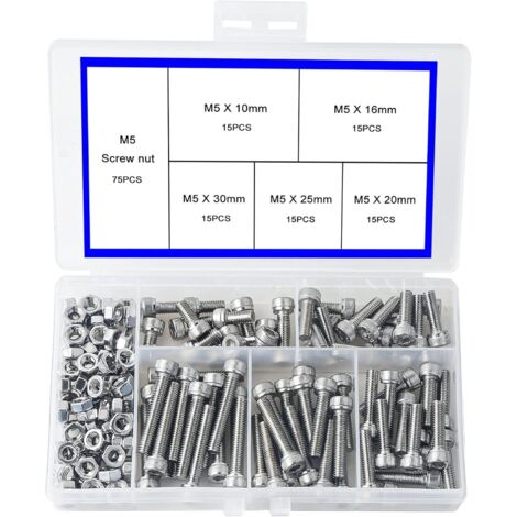 ZOLGINAH M5 Vis à Tête Cylindrique à Six Pans Creux en Acier Inoxydable 304 Pièces Mécaniques à Tête Cylindrique à Six Pans Creux et à écrous Bouton à Tête Hexagonale Socket (1/5)