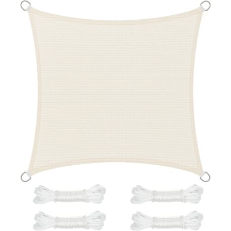 ZOLGINAHVoile d’Ombrage 3 x 3 m, Protection Solaire en Tissu HDPE, Respirant, Perméable à l’Eau, pour Terrasse, Jardin, Balcon, Camping, Carré, Concave, Beige (1/5)