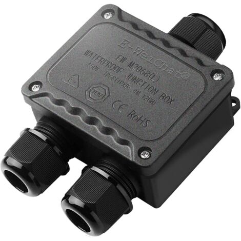 ZOLGINAH Boîte de dérivation étanche IP68 3 voies pour l'extérieur avec presse-étoupes M25 pour petit boîtier électrique noir de Ø4mm-Ø14mm de diamètre pour l'extérieur lumière jardin piscine (1/5)