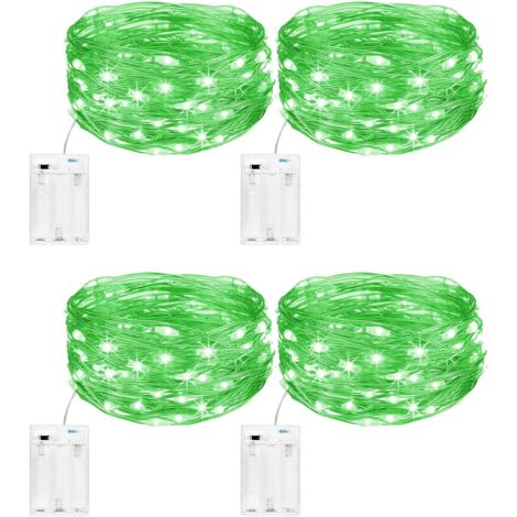 ZOLGINAH Lot de 4 Guirlande Lumineuse Girlande de Lumière 5M 50LED Guirlandes Lumineuses Piles Mini Led Intérieur Girlande de Lumière Decoration pour Chambre Noël Mariage Soirée Maison, Vert (1/5)
