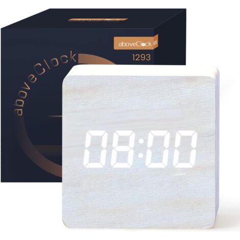 ZOLGINAH Réveil Numérique, Réveil Matin LED Horloge Digitale sans Tic-tac avec Affichage Date, Température, Fonction Snooze, Horloge Numérique Alimenté par Batterie ou USB【Bois Blanc】 (1/5)