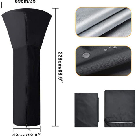 ZOLGINAH Housse pour Parasol Chauffant Exterieur 226x85x48cm, Bâche pour Radiateur de terrasse Imperméable, Anti-Poussière/UV/Intempéries (1/5)