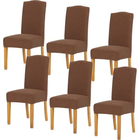 ZOLGINAH Housse de Chaise 6 pièces,Salle à Manger Stretch Extensible Antidérapante Couverture de Chaise,Housse de Salle à Manger Amovible Lavable Housse de Chaise pour Salle(6 pièces,café) (1/5)