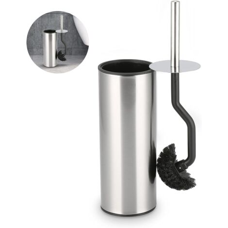 ZOLGINAH Brosse Toilette,Brosse WC Acier Inoxydable, Balai WC avec Couvercle Anti-éclaboussures, balayette WC et Support pour Salle de Bain et WC, Brosse de Toilette courbée