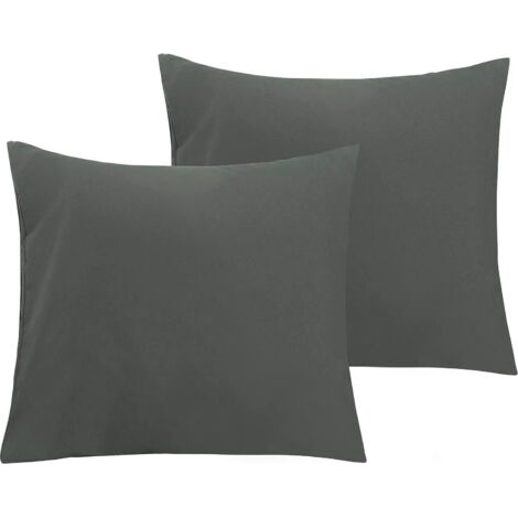 ZOLGINAH Lot de 2 Taies d'oreiller en Microfibre avec Fermeture éclair, Taie d’Oreiller Facile à Laver et Super Doux, 50x75cm, Gris Foncé (1/5)